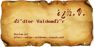 Ádler Valdemár névjegykártya